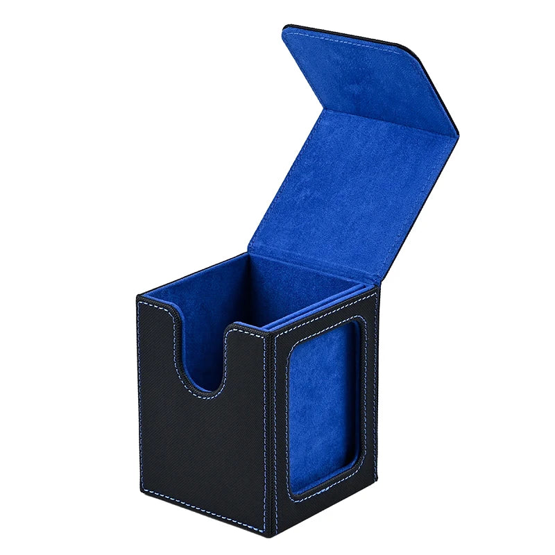 Card Deck Box,Card Storage Box holds 100+ Single Sleeved Cards, PU Leather Magnetic Closure for Magic cards TCG cards