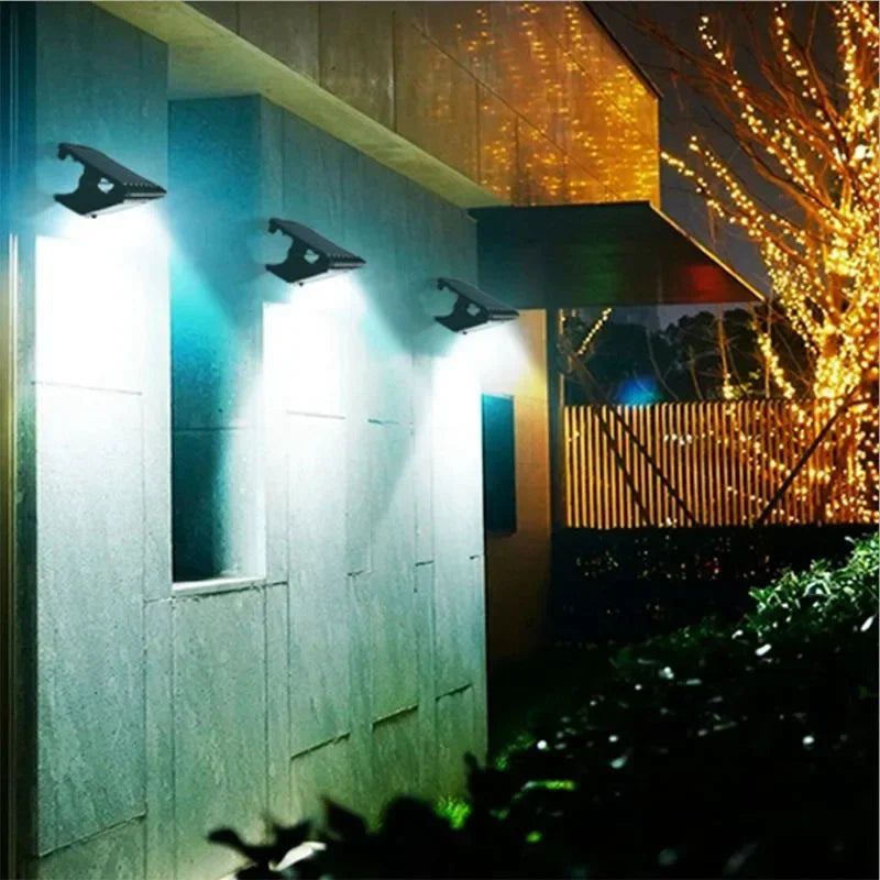 LED Solar Garden Lights Outdoor Solar Clip Light Motion Sensor Camping Lamp with 3 Mode Waterproof Fence Street Landscape