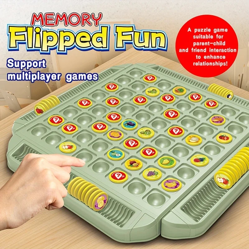 Kids' Educational Fruit Flip Memory Board Game - Creative Puzzle,2-4 Player Cooperative Strategy & Logic Training