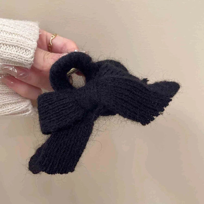 Korean-Style Autumn And Winter Bow Knit Simple Hair Clip Fashionable Ladies' Updo Shark Clip Hair Accessory