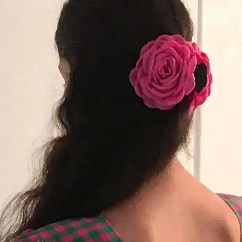 9cm Large Flower Hair Barrettes French Crab Claw For Women Hair Accessories Korean Back Of Head Shark Clip Girls Gifts
