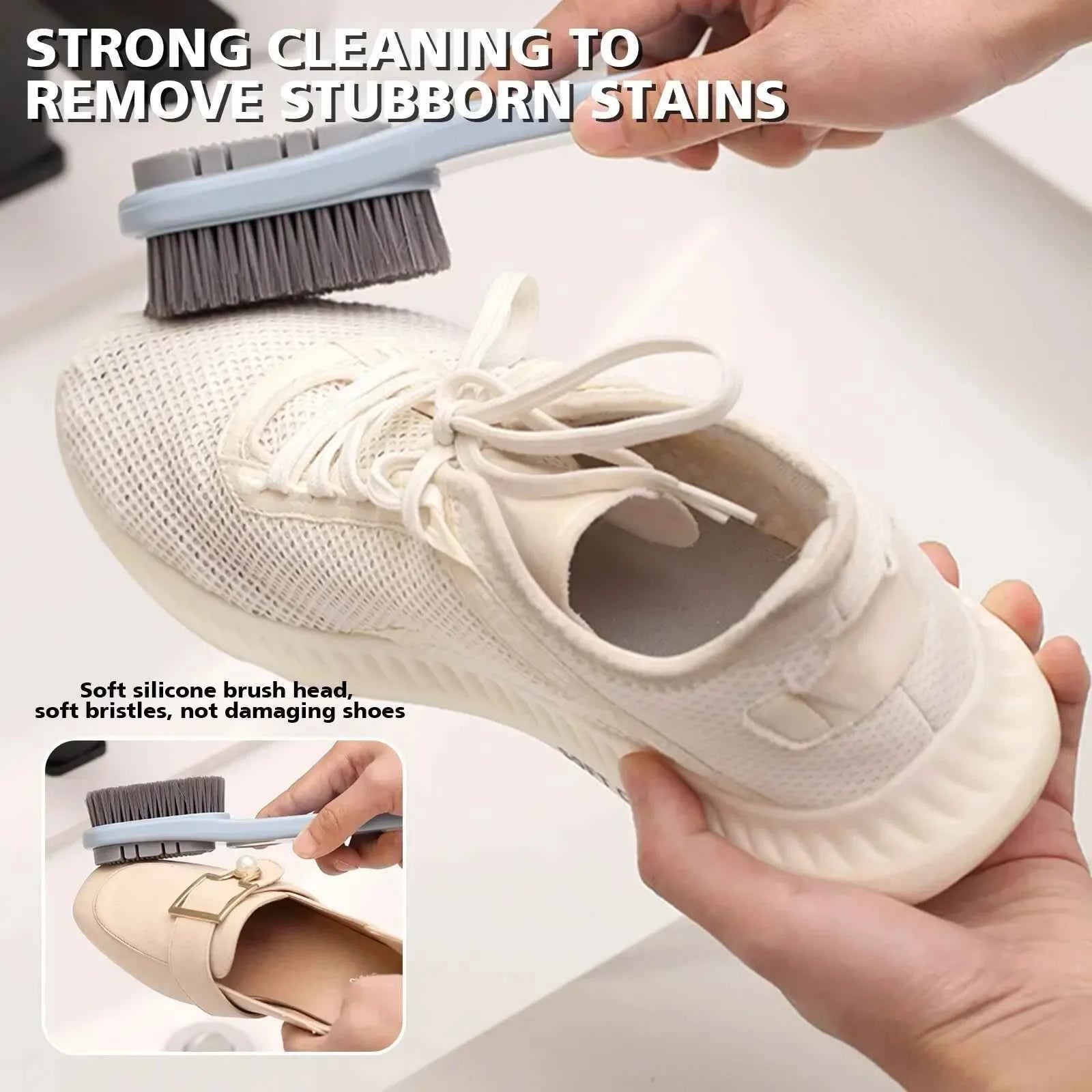 Double-sided Rubber Shoe Brush Soft Bristles Clothes Shoe Brushes Care Specialized Brush Waterproof Dirt Removal Cleaning Tool