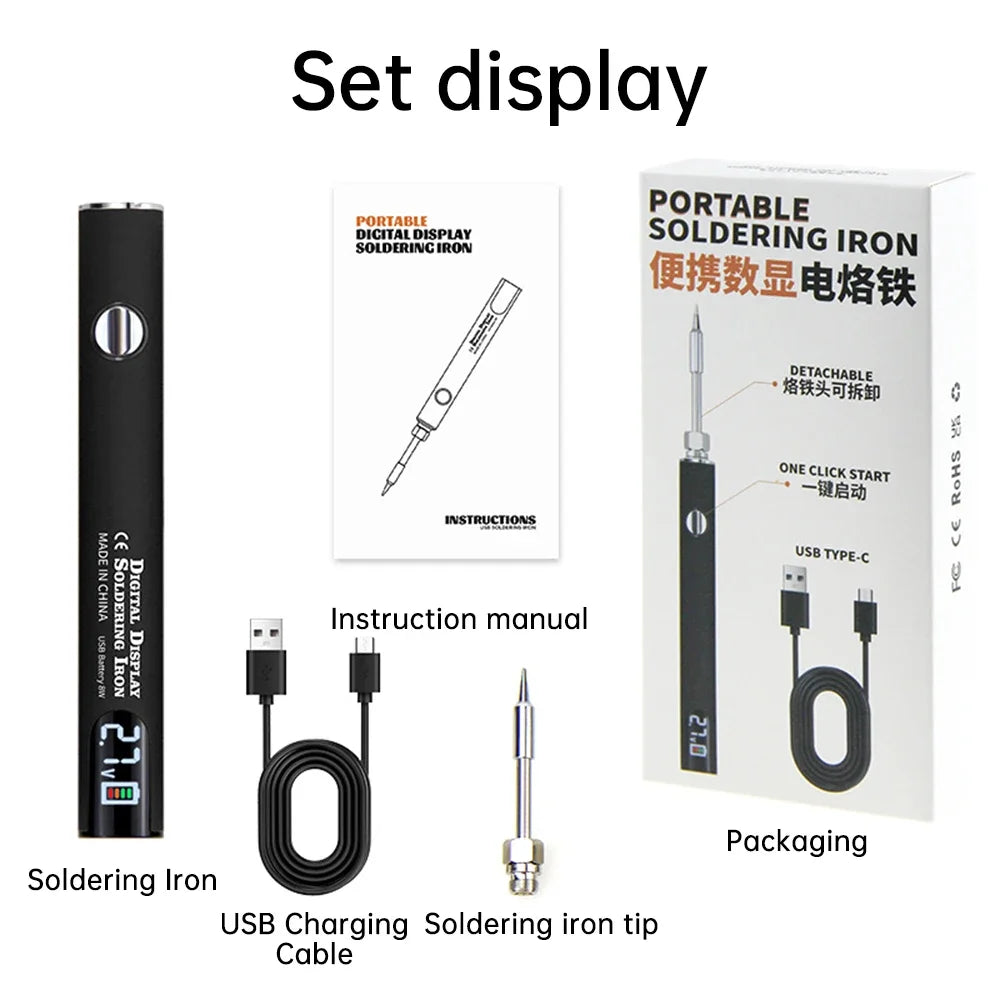 510 Smart Soldering Iron Kit Adjustable Voltage USB Powered Perfect for Electronics Enthusiasts and DIY Tasks