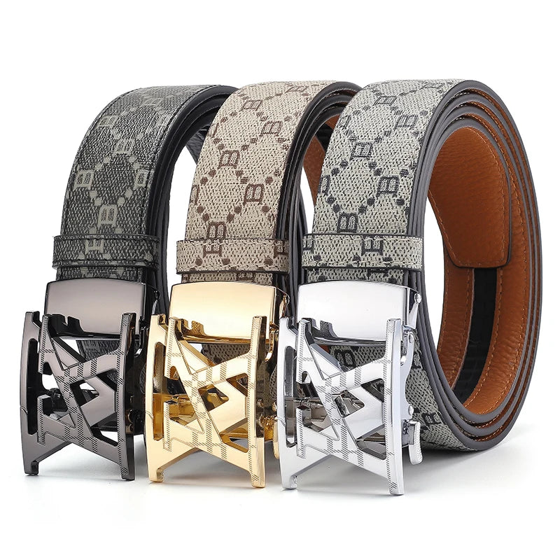 Men's Belt Luxury Design Automatic Buckle Waist Belt Fashion Letter Printed Belt Business Casual Belt For Men Jeans