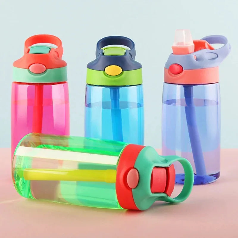 480ml Water Bottle with Straw Kids Girls Portable Travel Bottles Cup Gym Sports Fitness Summer Cold Water Juice Drinking Bottle