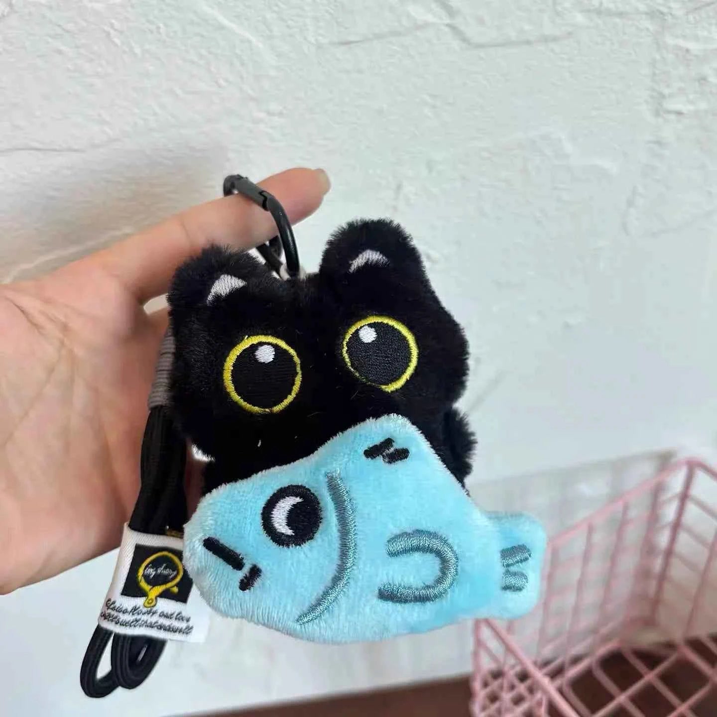 6/1pcs Cute Plush Black Cat Doll Toy Keychain Bag Pendant Charms Kawaii Keyring Accessories For Women Couples Gift