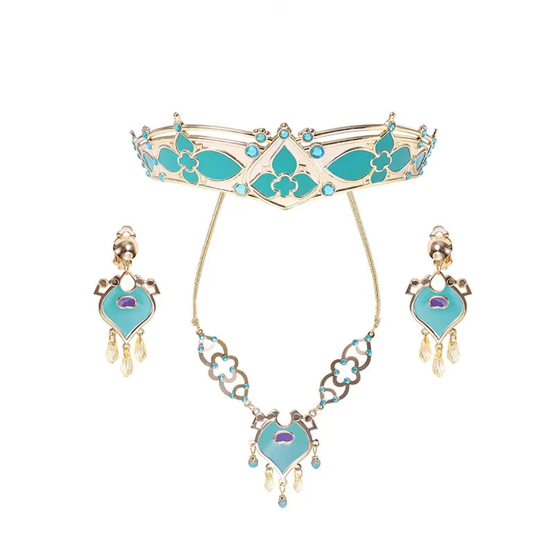 Girl Princess Costume Accessories Gloves Wand Crown Jewelry Set Princess Wig Braid Princess Dress Costume Cosplay Accessories