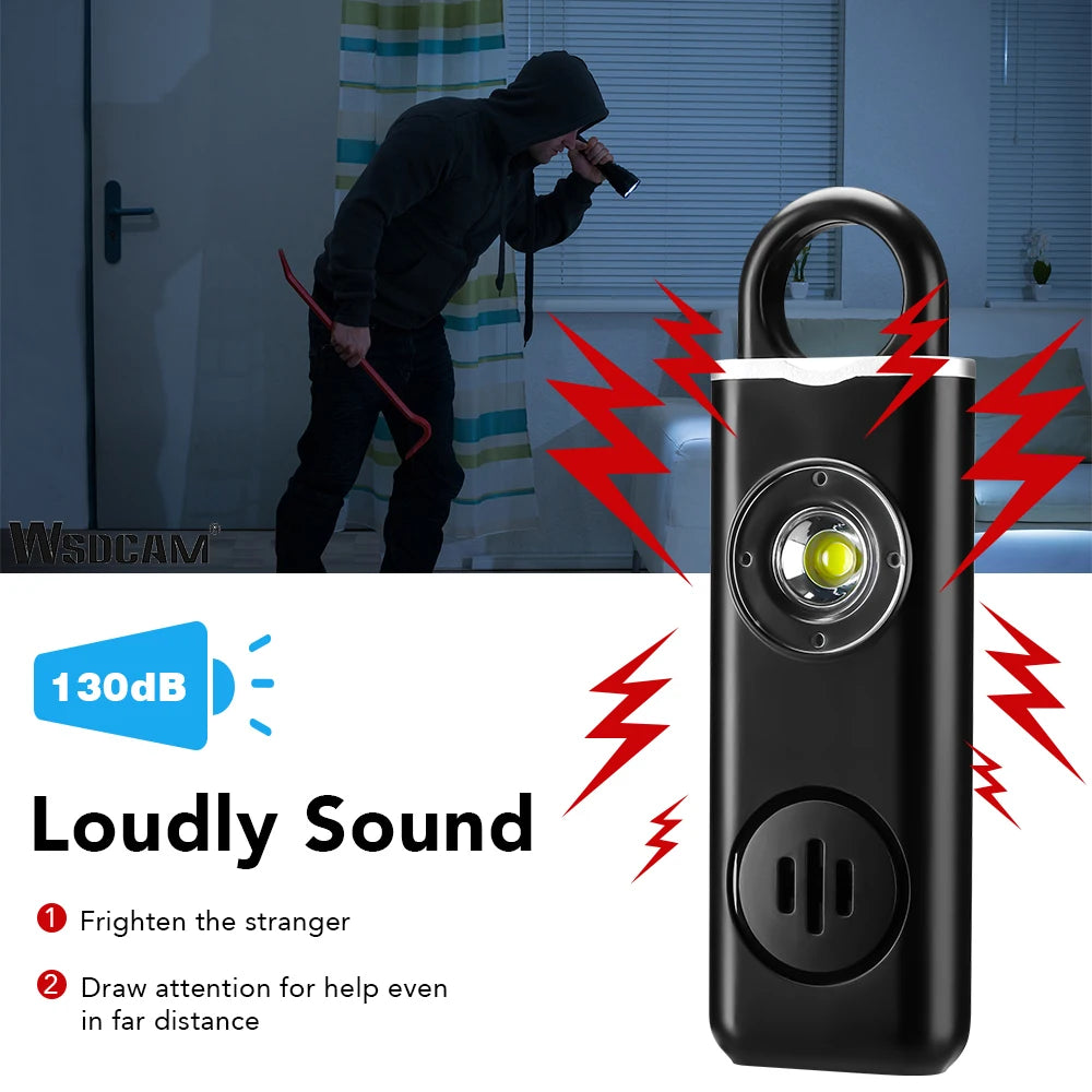 WSDCAM Self Defense Alarm 130dB Anti-wolf Personal alarm for Girl Child Women Loud Panic Alarm Rechargeable Emergency Alarm