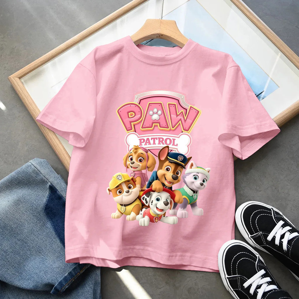 Summer PAW Patrol Children T-Shirts Cartoon Chase Skye Short Sleeves Top Tees Fashion Anime Girls Boys Shirts Kids Clothes Gift