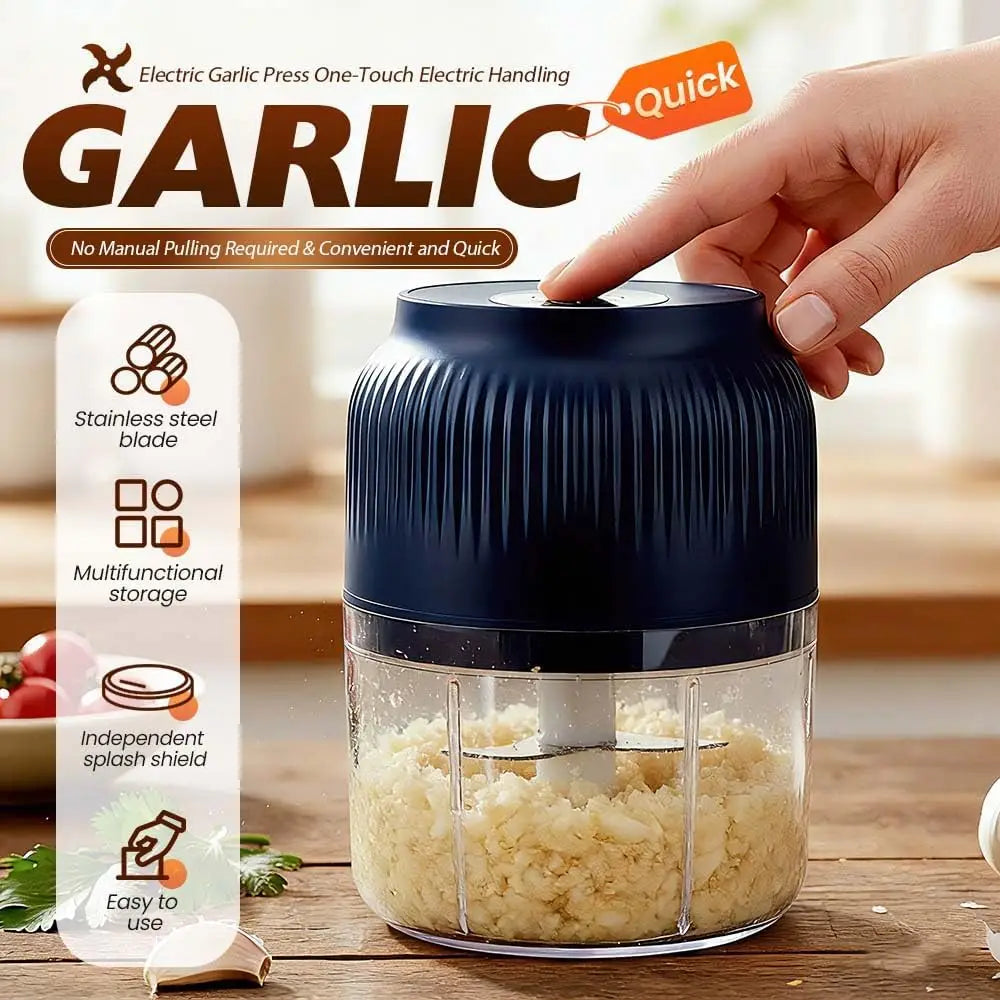 Electric 200ml Garlic Chopper Vegetable Crusher Kitchen Food Mashers Press Machine - Efficient Chopping Tool for Vegetables And Garlic