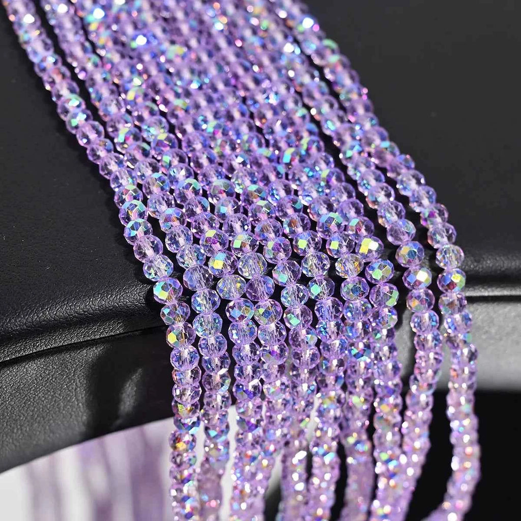 1 Strand 4MM Artificial Crystal Glass Beads Round AB Clear Faceted Loose Spacer Bead for Jewelry Making DIY Bracelet Necklace