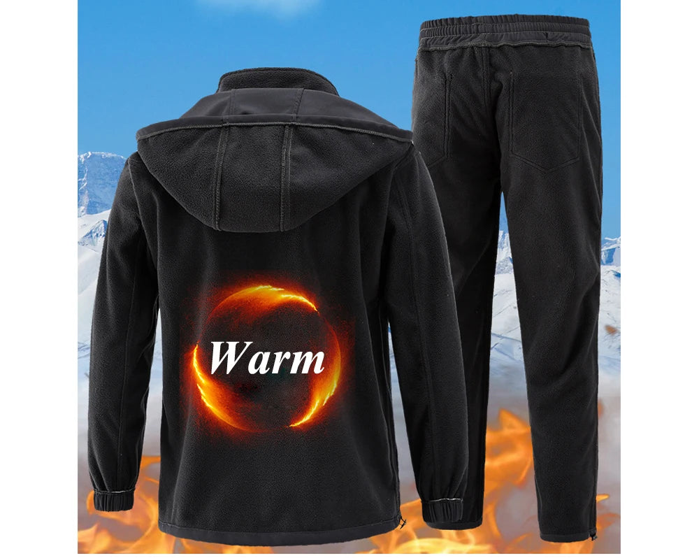 Winter Men Mountain Ski Warm Sets Waterproof Sports Suit Sweatshirt +Sweatpants Mens 2 Pieces Padded Sets Tracksuit Rain Clothes