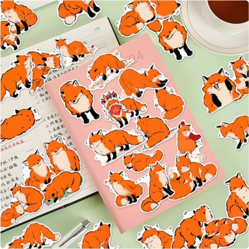 10/80Pcs Cartoon Fox Firefox Stickers Art Animal DIY Gift Toys Decal for Laptop Scrapbook Decorative Phone Luggage Waterproof