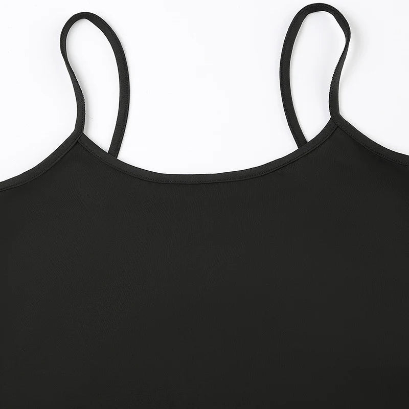 Women's Basic Solid Summer Camisole Sleeveless Spaghetti Strap Harajuku Style Y2K Vintage Cropped Top Casual All-match