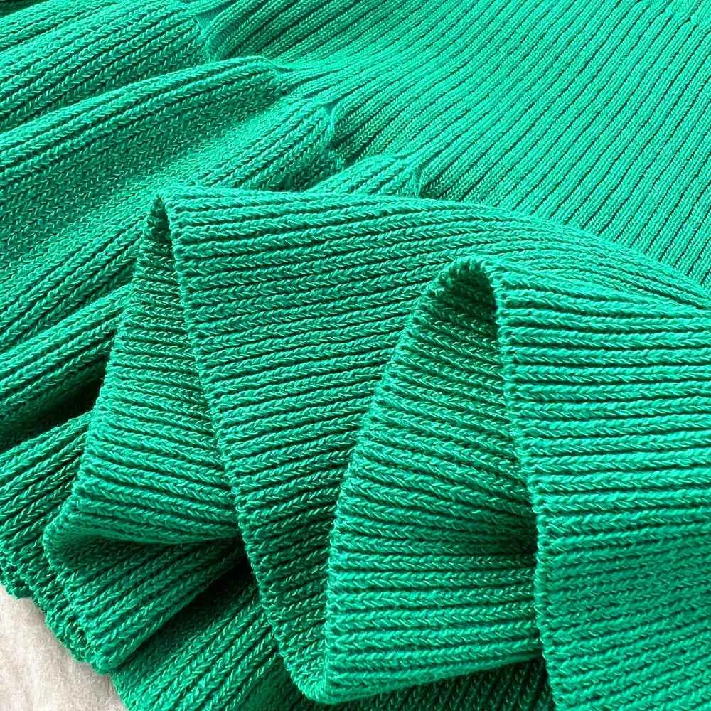 YuooMuoo Early Autumn Sexy Package Hips Ruffles Mini Dress Summer Fashion Y2K Knitted Bodycon Ladies Dress Korean Party Vestidos