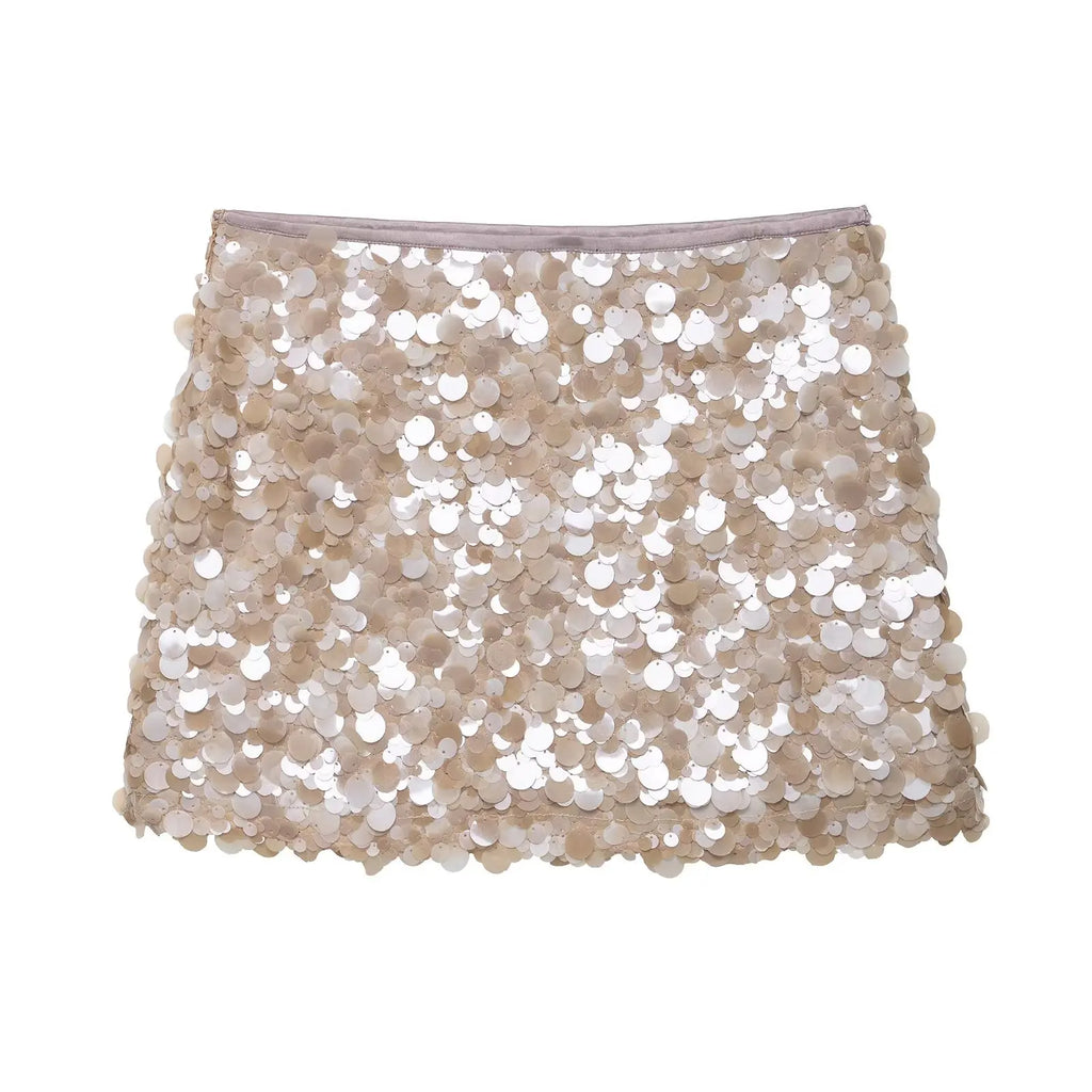 Sexy Woman Sequins Skirt High Waist Versatile Slim Mini Slim Skirts Zipper 2025 Summer Beach Style Women's New Skirt Y2K