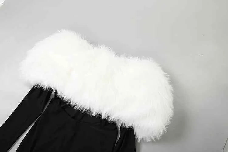 Weird Puss Furry Slash Neck Jumpsuits Woman Luxury Hipster Patchwork Trend Sexy Hollow Stretch Fitness Club Activity Overalls