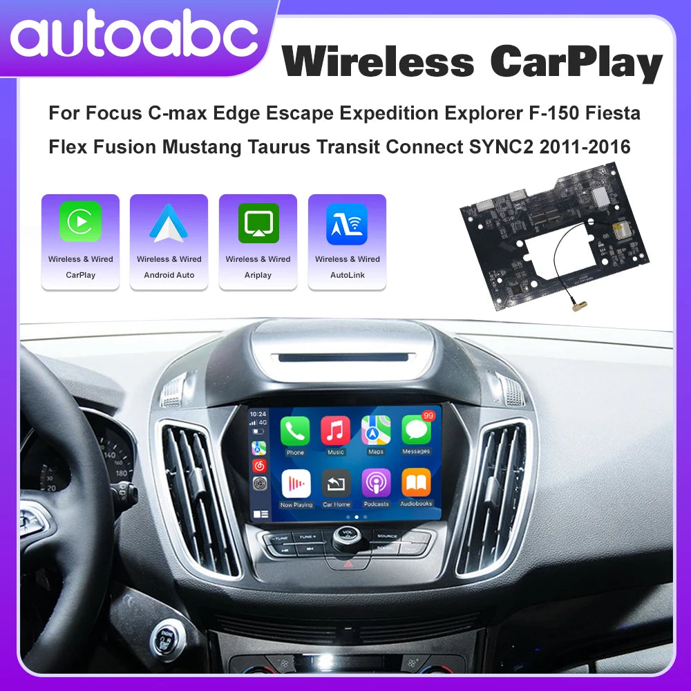 AUTOABC Wireless CarPlay For Ford Sync2 2011-2016 Explorer Focus Fiesta C-max Edge F150 Fusion Taurus With Android Auto AirPlay