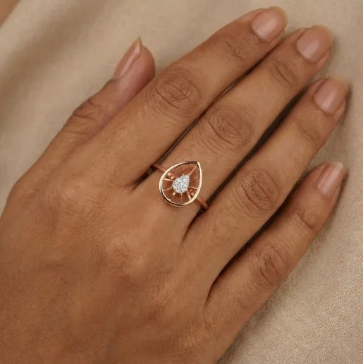 elegant 0.04 carat igi certified natural round brilliant cut diamond ring in premium vs si clarity solid rose gold