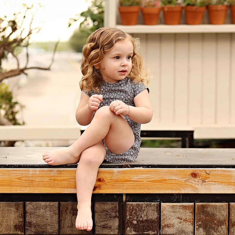 SS25 Girls Floral Dress Baby Romper Family Matching Clothing Woven Summer Clothes Cotton Sweet Children Girl Dress Set