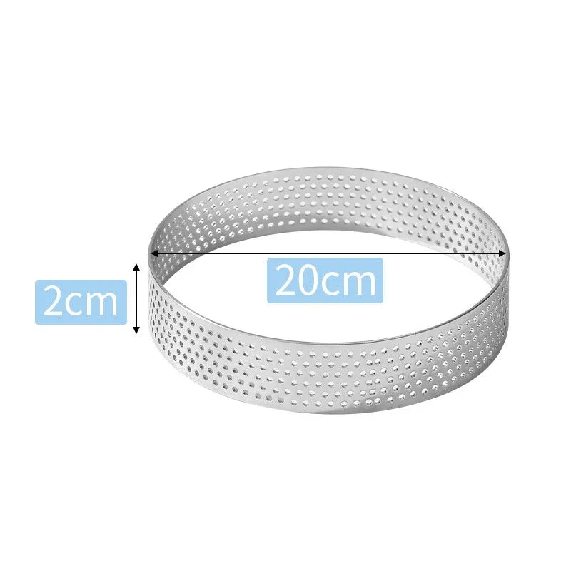 304 Stainless Steel Perforated Round Tart Mold, French Flan Ring Baking Mold With Holes, Breathable Baking Tool For Pastry