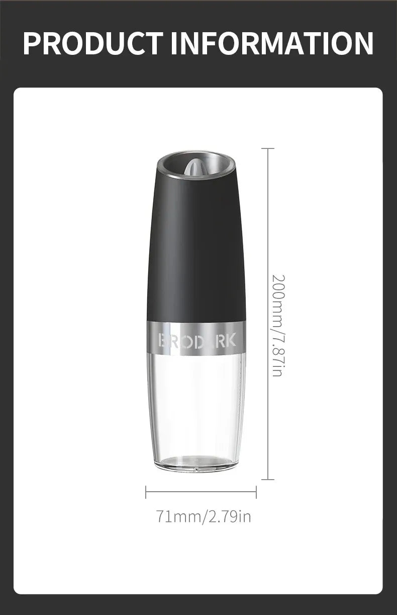 Electric Pepper Grinder Stainless Steel Automatic Gravity Shaker Salt Pepper Grinder Spice Mills Grinding Tools Kitchen Gadgets