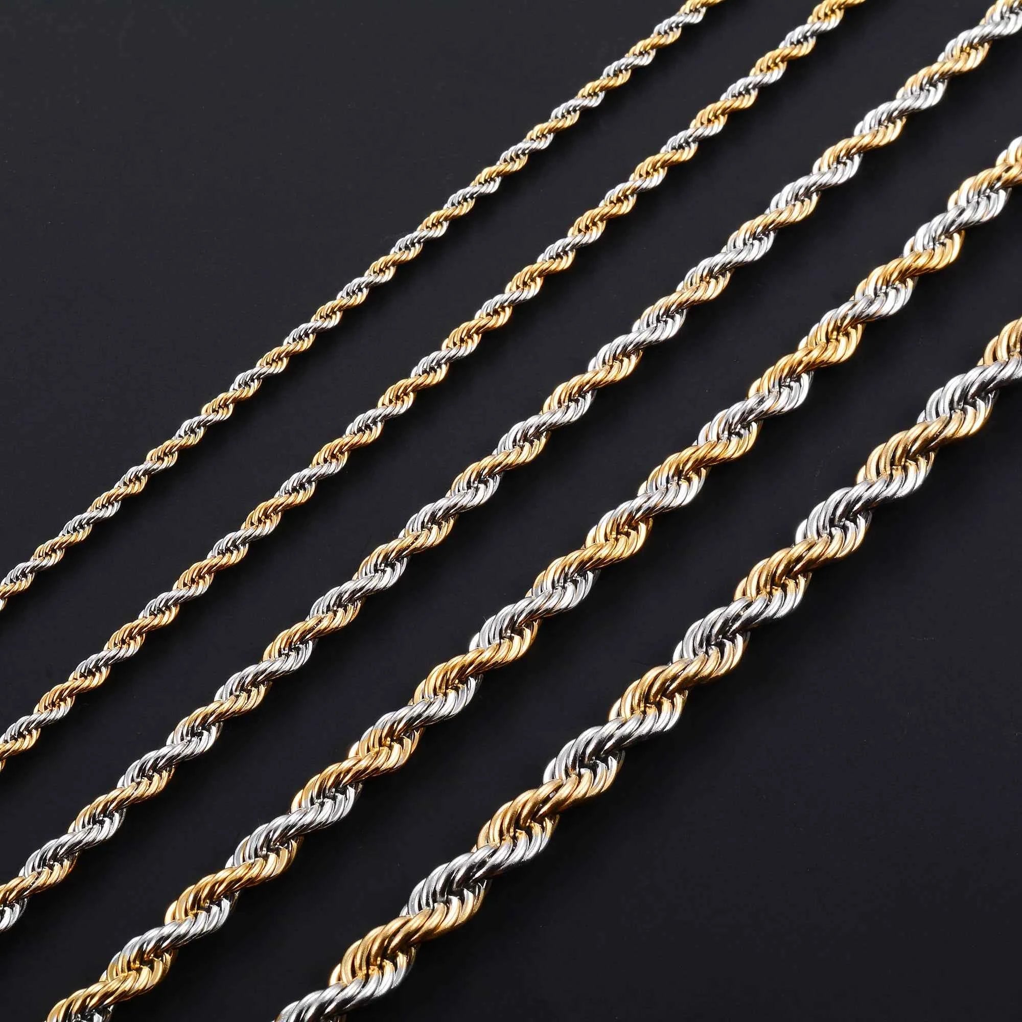 Men's Twisted Neck Rope Chain Stainless Steel Necklace for Women Punk Boy Silver and Gold Color Metal Jewelry Accessories Choker