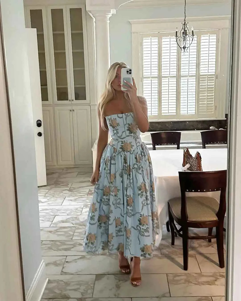 Suninheart Summer Clothes for Women Midi Elegant Dress 2025 New Arrivals White Floral Print Holiday Dress