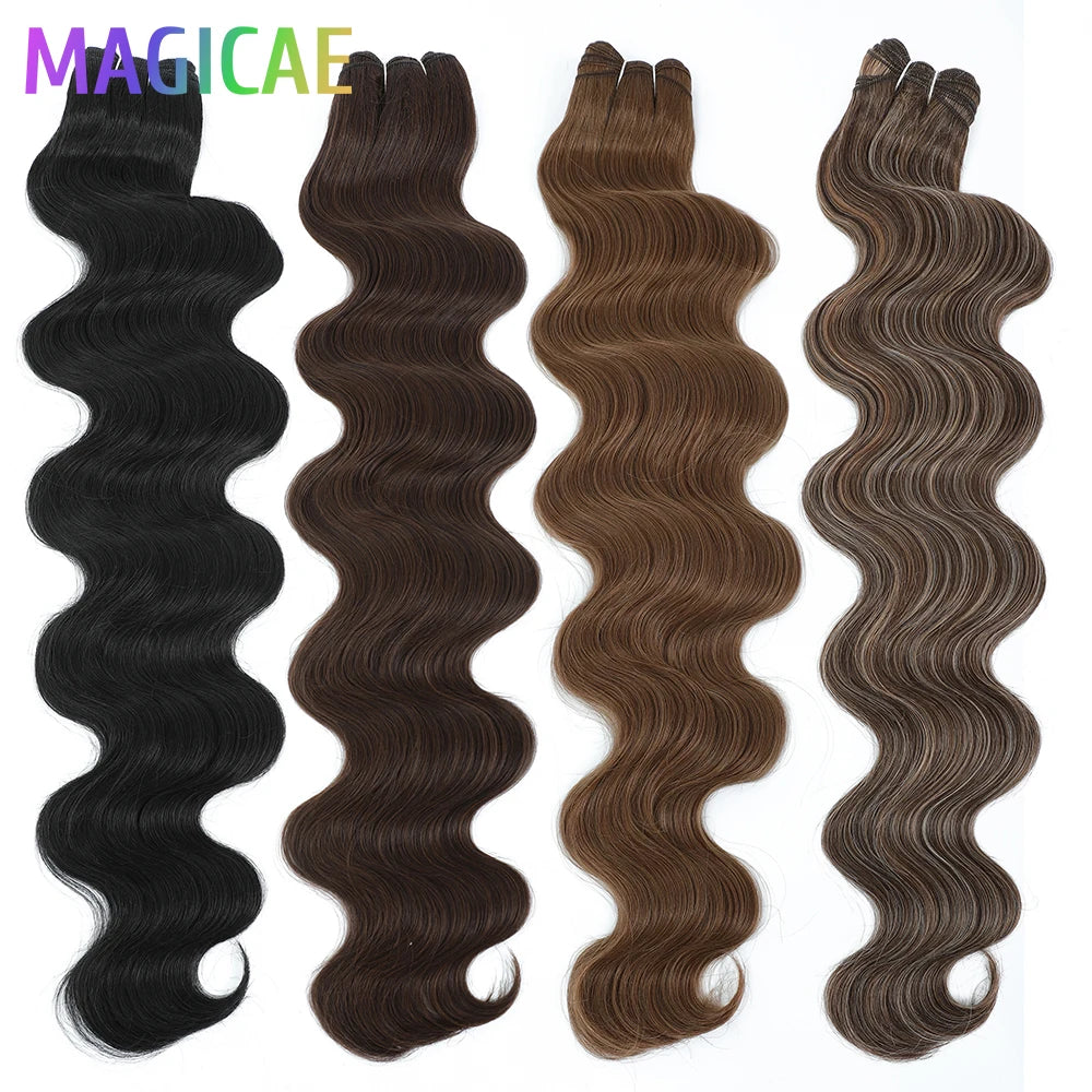 Magicae 30Inches 200G Piano Blonde SP12/16/613 Ombre Brown 6# Body Wave Bundles High Temperature Synthetic Hair Extensions