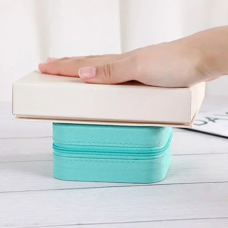 Portable Mini Jewelry Storage Box Travel Organizer Jewelry Case Leather Storage Earrings Necklace Ring Jewelry Organizer Display