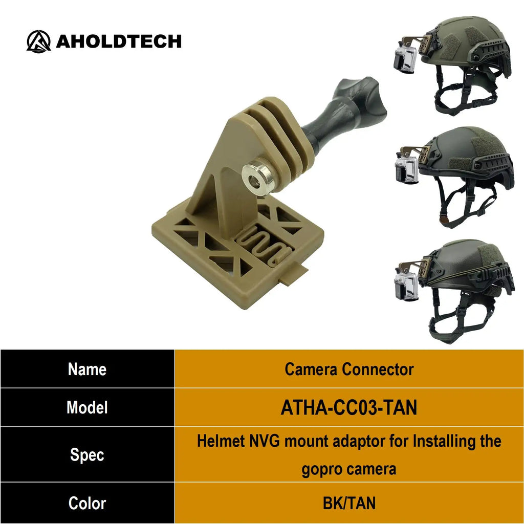 Aholdtech Tactical Bulletproof Helmet Accessories Flashlight Holder Light Clamp And NVG Mount Connector for Gopro Hero Cameras