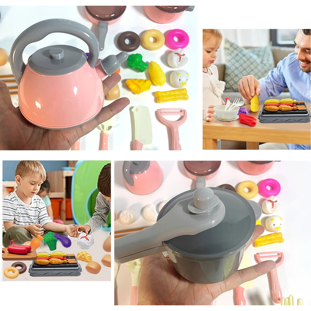 Kids Kitchen Toys Set 92/69/59 PCS Play Food with Pots Pans & Utensils Small Pretend Cooking Toys for Toddlers Girls Boys Gift
