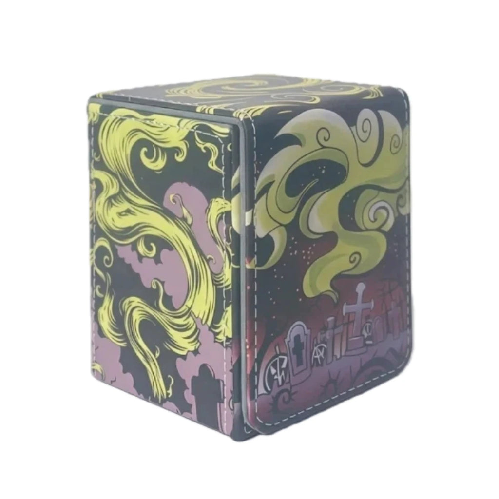 Premium Pu Leather Card Box Compatible with Mtg Cards - Can Hold More Than 100 Single Set Cards, Trading Card Storage Box Suitable for Tcg/Ptcg/Ygo Cards, Sports Card Holder with 2 Dividers, 4 Designs to Choose From, Card Org
