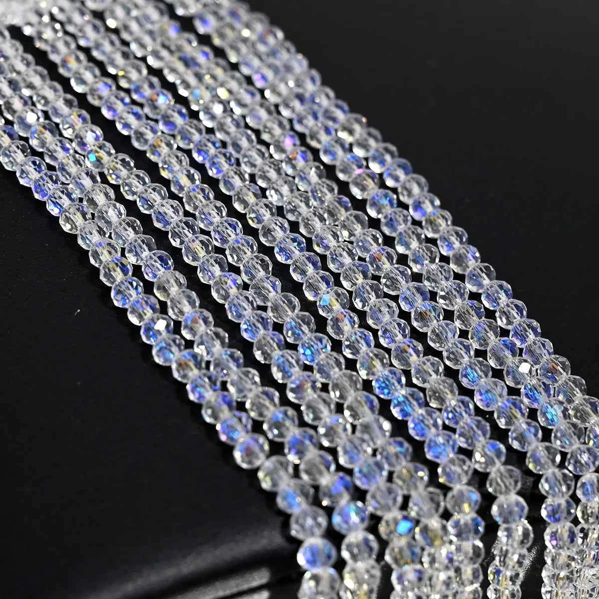1 Strand 4MM Artificial Crystal Glass Beads Round AB Clear Faceted Loose Spacer Bead for Jewelry Making DIY Bracelet Necklace