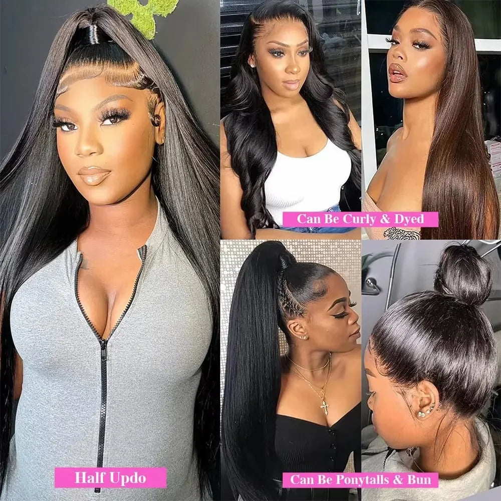 250% Brazilian Straight Human Hair Wigs 13x4 13x6 HD Transparent Lace Front Wigs Pre Plucked Baby Hair Natural Hairline Wigs For Black Women
