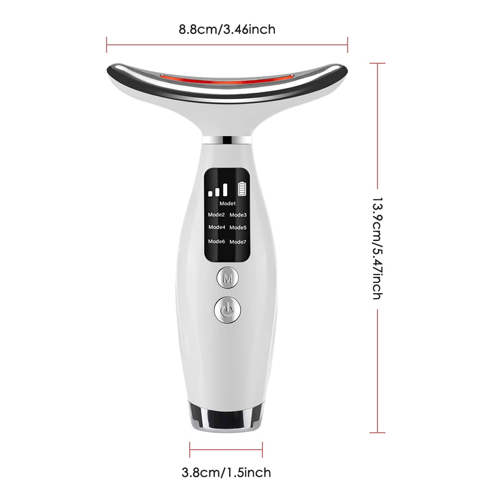 Neck Face Beauty Device 7 Color Light Skin Tighten Reduce Double Chin Anti Wrinkle Facial Lifting Massager