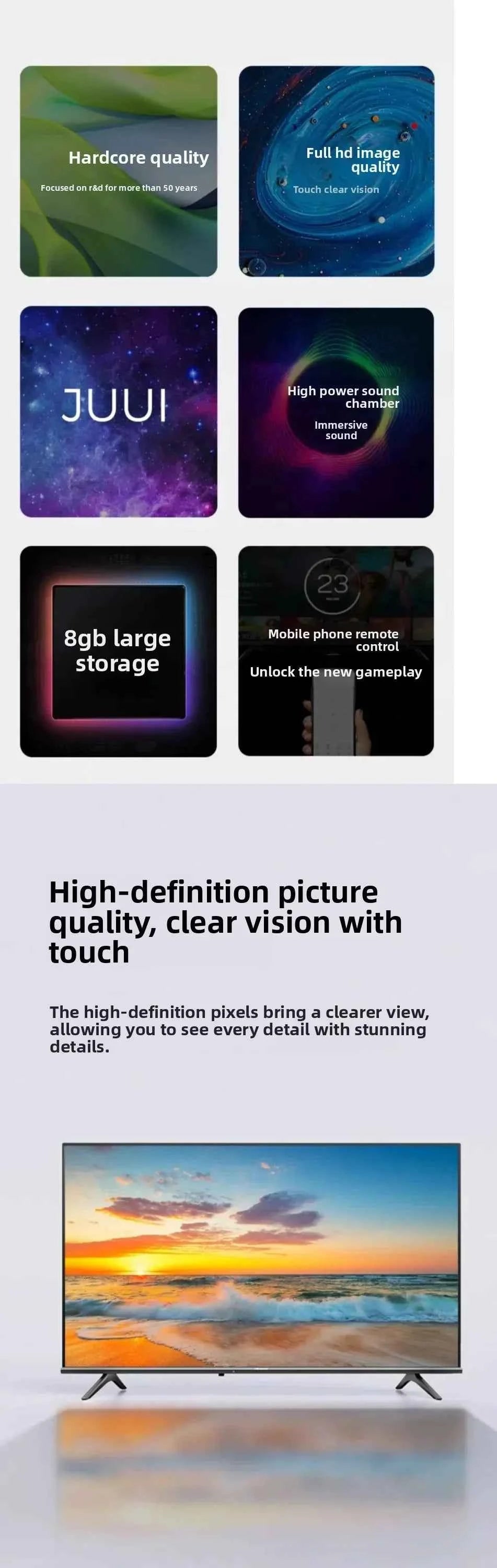 Smart LED 4K UHD TV Android System 19-65 Inch Flat Screen Television for Home Use, Global Voltage 100-240V