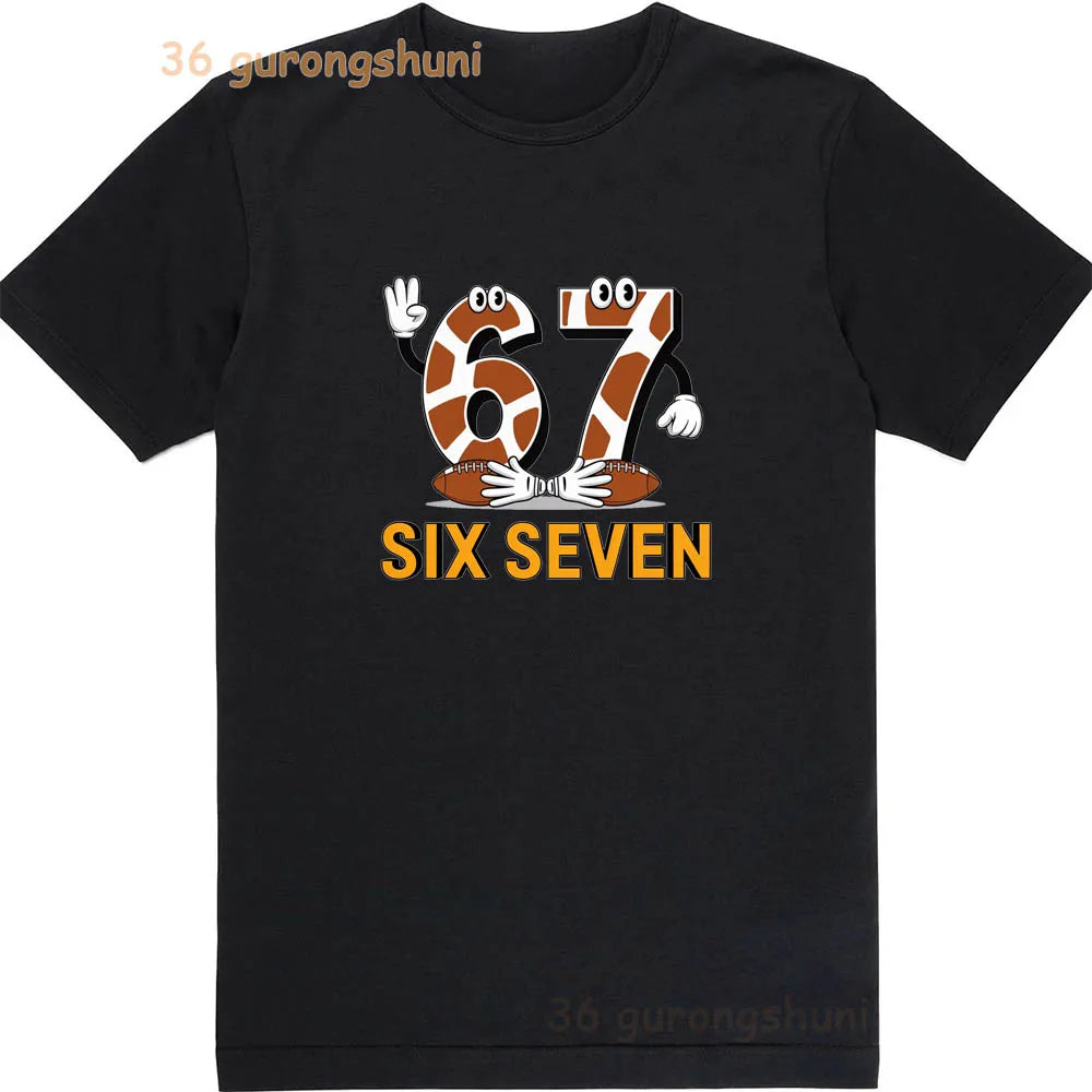 Children 67 print Clothes Kids black T Shirt For Boys Shirts baby T-shirts 6 7 summer Tops For Girl clothing boy Short Sleeve