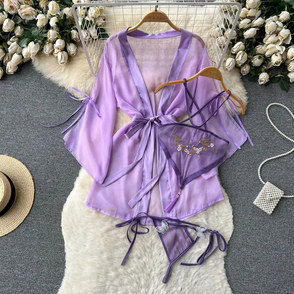 Summer Girls Sexy Hot Sweet Transparent Suspender Mini Dress Women Elastic Waist And Backless Strap Lolita Pajamas Bubble Skirt