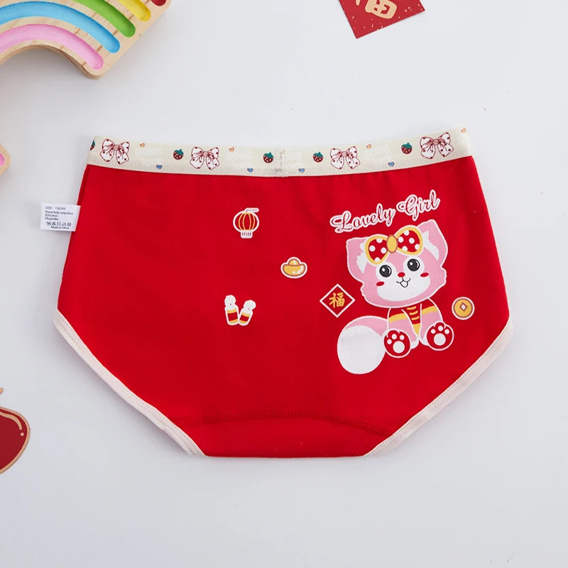 4PCS Soft Underwear Cartoon Children's Cotton Girl Panties Briefs Cute Shorts Panties for Girls Underwears Clothing Mother Kids