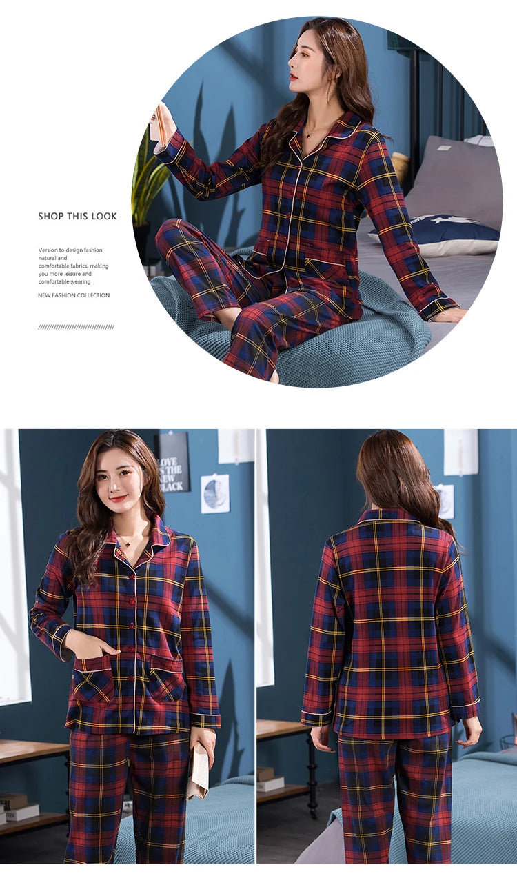 100% Pure Cotton Long Sleeve Sleepwear Set for Elderly Women Spring Summer Autumn Home Clothes Outwear Comfortable Home Suit