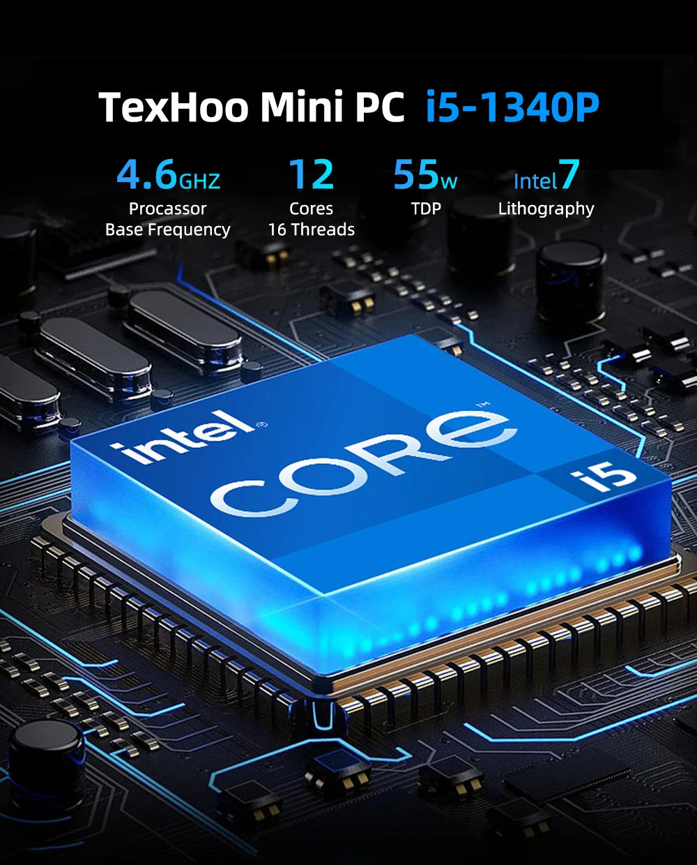 TexHoo Mini PC Computer Gaming AMD Ryzen7 5700U R5 4500U Intel Core i5 1335U CPU  NUC Office DDR4 DDR5 NVMe WIFI6