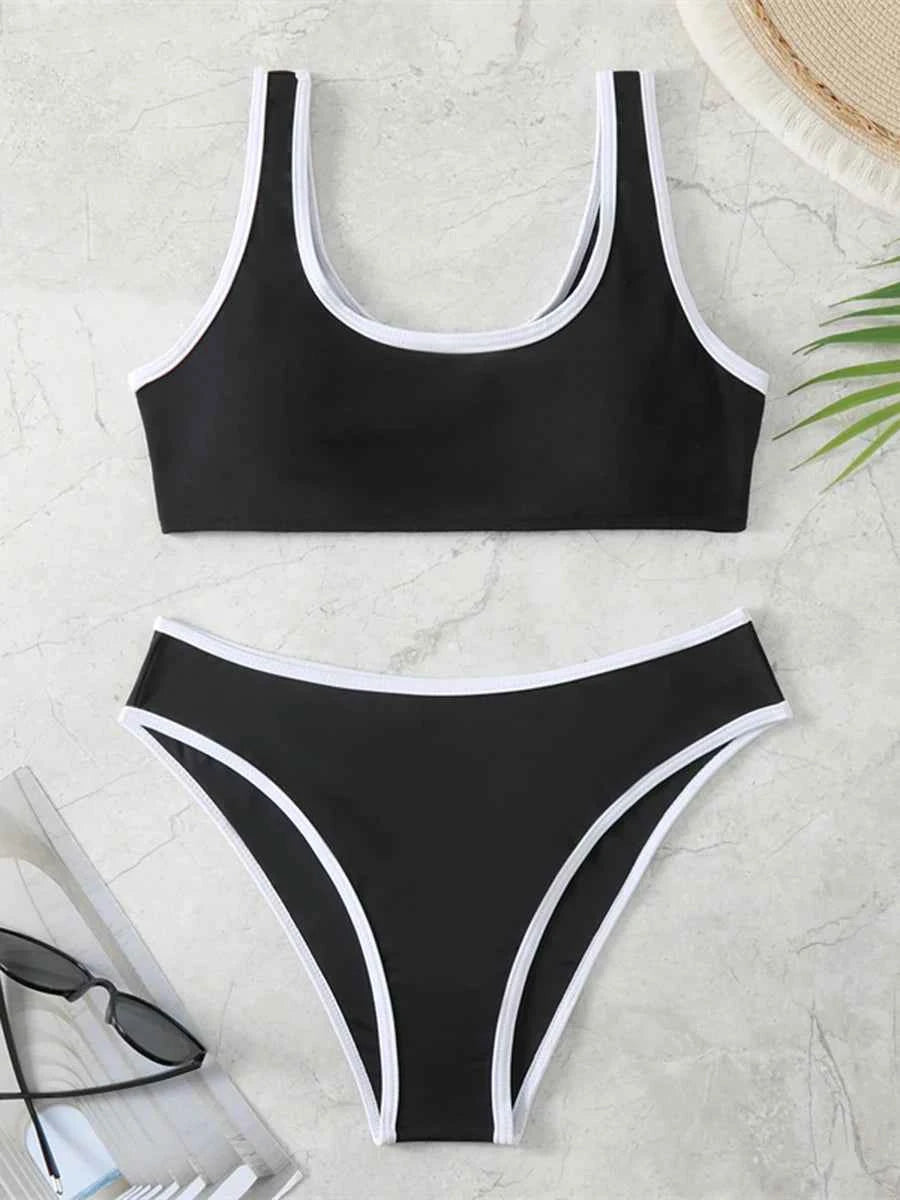 2026 Solid Sporty Two Piece Bikini Swimsuit Women Swimwear Female Bathers Bathing Swimming Swim Suit Beachwear