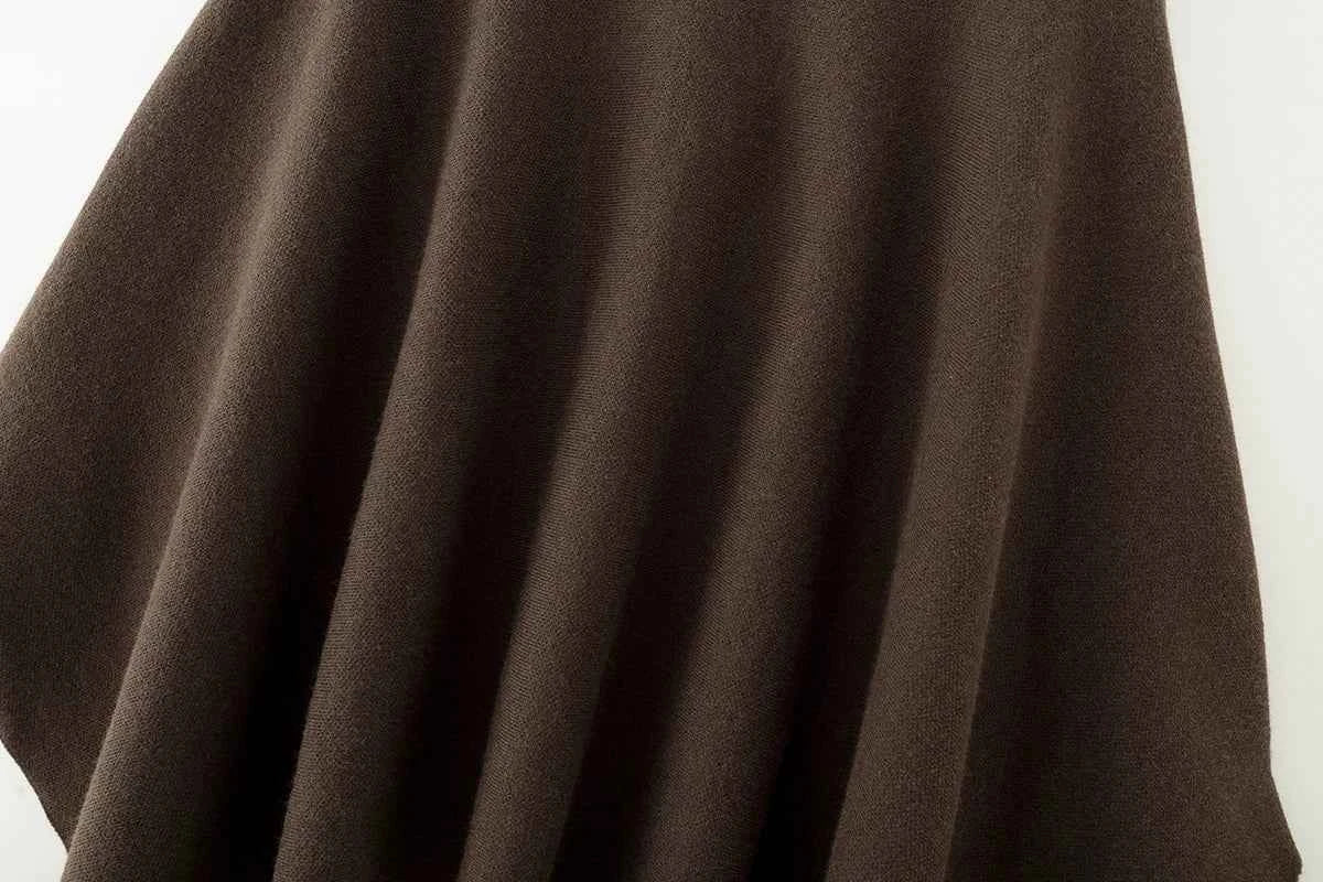 ETJ 2025 women's new fashion oversized loose version of the round neck cape sweater solid color bat sleeve sweater
