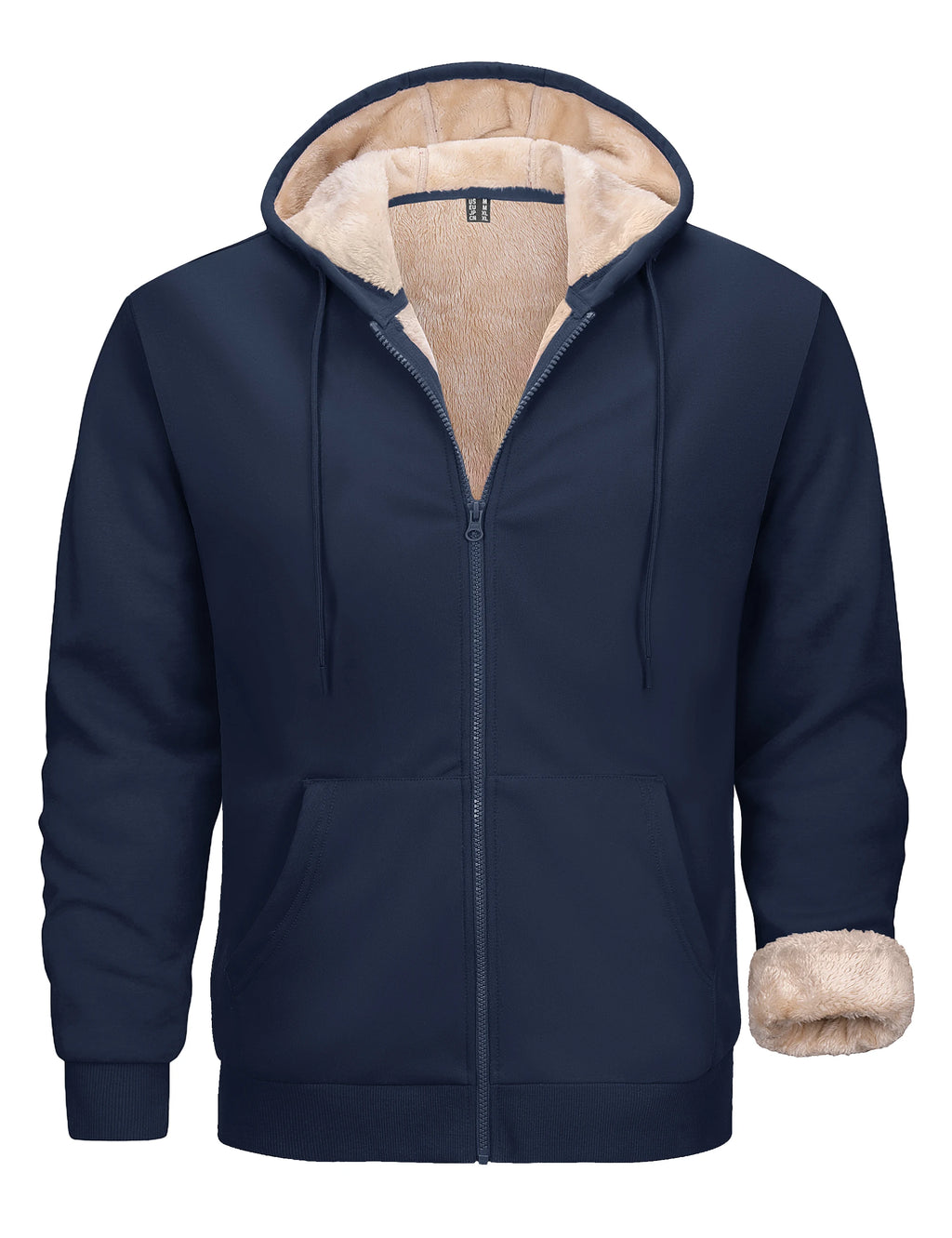 TACVASEN Men's Zip Up Hoodie Sherpa Lined Hooded Sweatshirt Winter Heavyweight Hoodies Warm Thick Fleece Jacket Casual Outwear