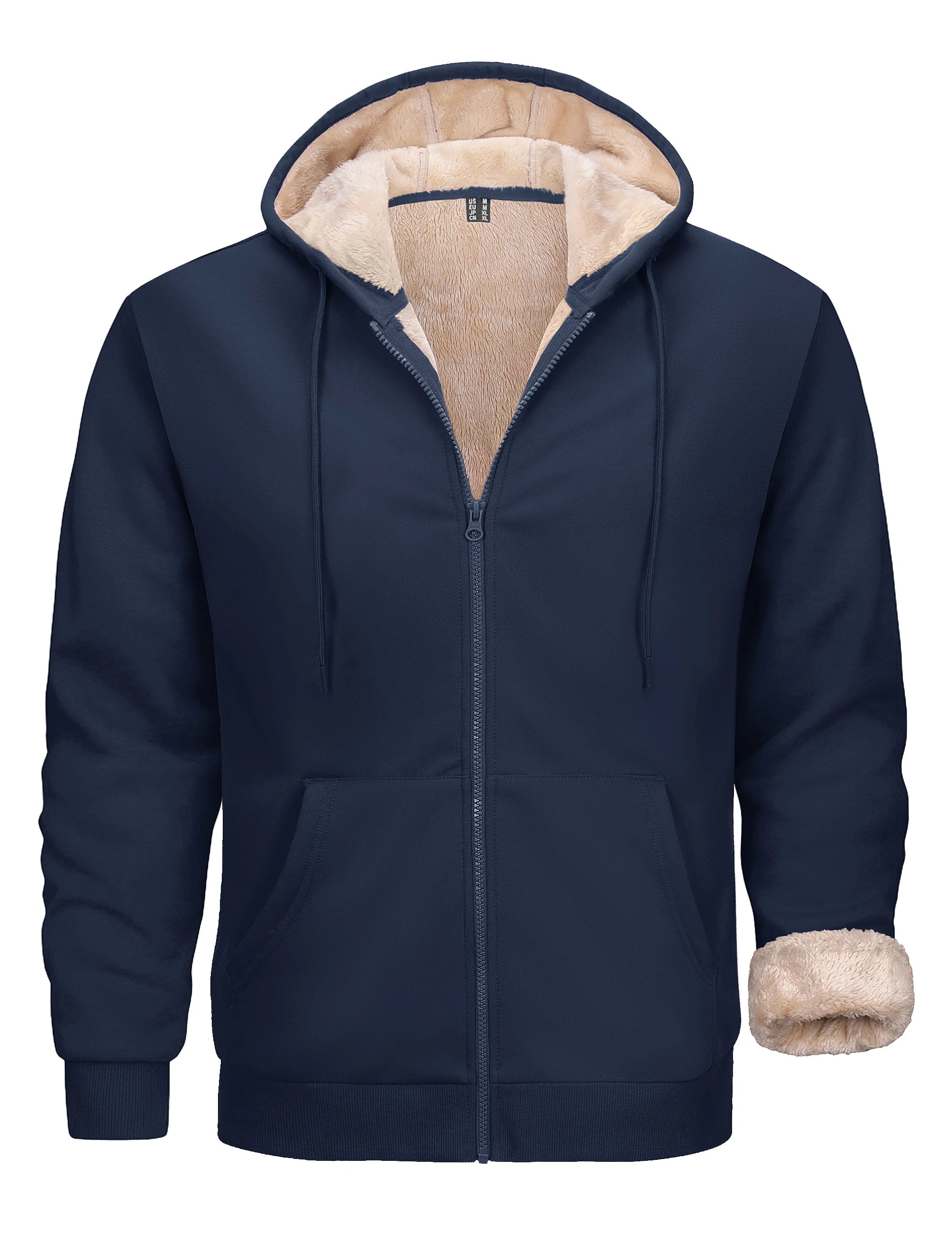 TACVASEN Men's Zip Up Hoodie Sherpa Lined Hooded Sweatshirt Winter Heavyweight Hoodies Warm Thick Fleece Jacket Casual Outwear