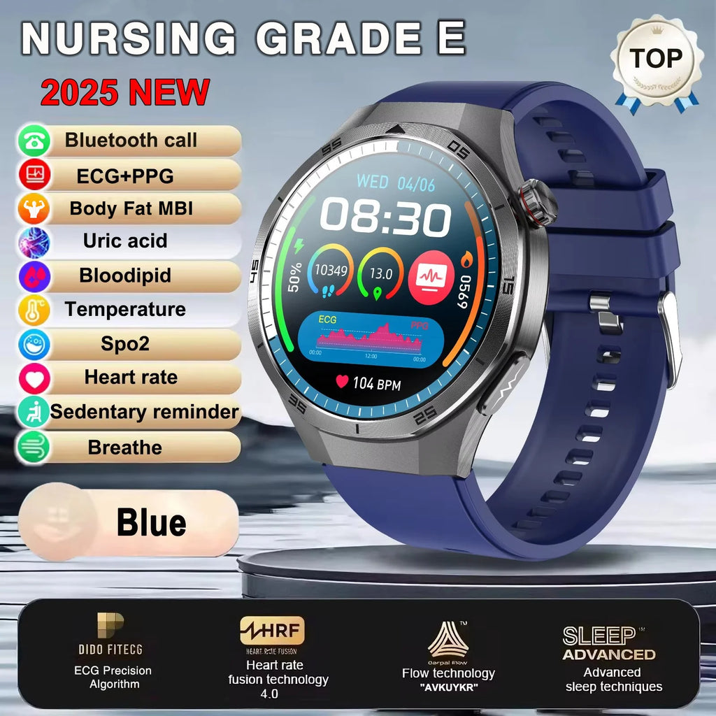 2025 New ECG+PPG Three High treatment Smart Watch Lipids Uric acid Blood pressure Smartwatch Men NFC Sport HD Call Health Clock