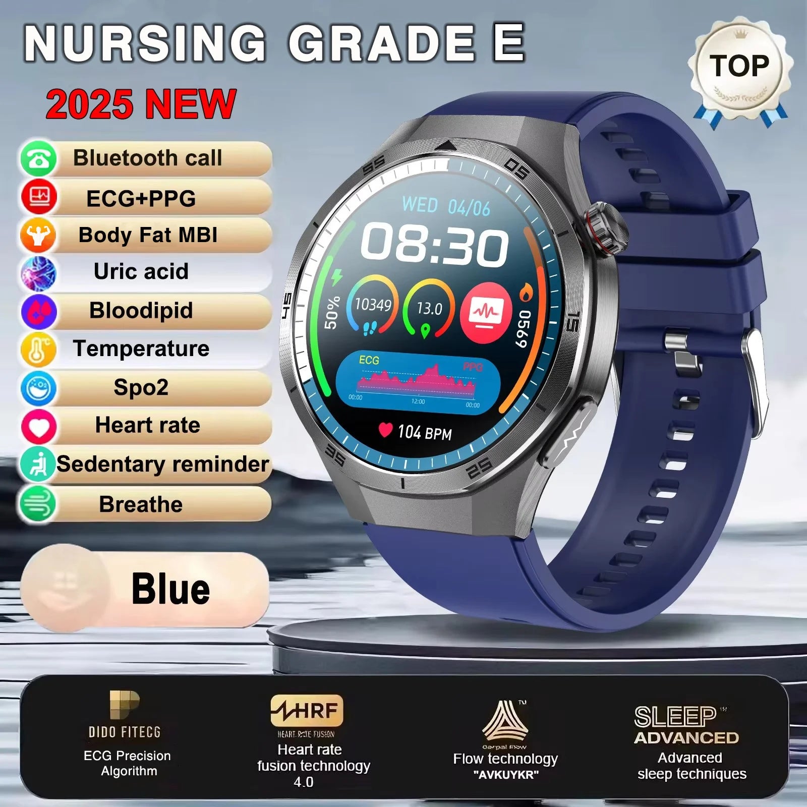 2025 New ECG+PPG Three High treatment Smart Watch Lipids Uric acid Blood pressure Smartwatch Men NFC Sport HD Call Health Clock