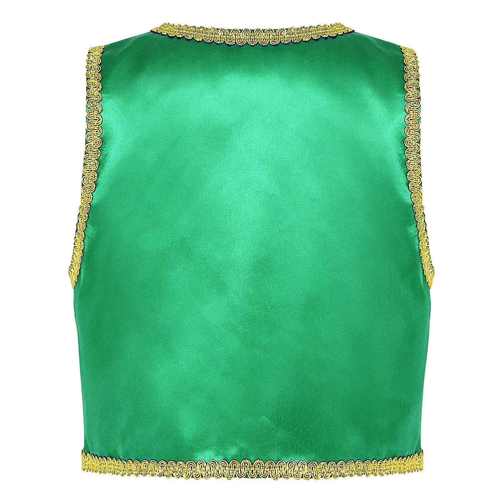 Children Boys Arabian Prince Costume Genies Vest Open Front Golden Genies Waistcoat for Party Halloween Cosplay Fancy Dress Up