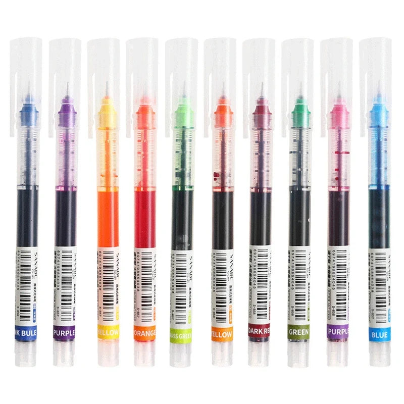 3-102Pcs/set High Quality Needle Type Gel Pens Straight Liquid Ballpoint Pen Kawaii Stationery School Office Supplies Writing